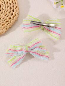 Set de 2 piezas/6 piezas de pinzas para el cabello con lazo de malla para niñas, adecuado para decoración diaria - Multicolor - Ver 3