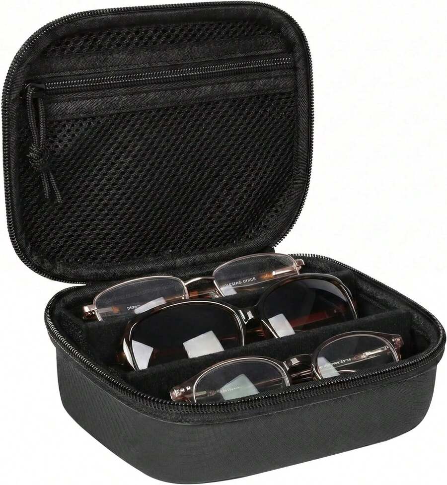 Euuztu Travel Sunglass Organizer, Hard, Portable Multiple Glasses Storage Women Men - 黑色 - 查看 1