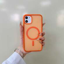 Semi-Transparent Frosted Texture Magnetic Wireless Charging Protective Case For IPhone 11, 12, 13, 14, 15 Pro Max, 16 Pro Max, 17 Pro Max, 17e - Orange - View 5