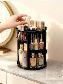 360° Rotating Makeup Organizer, DIY Adjustable Makeup Carousel, Large Capacity Makeup Storage Box & Brush Holder, Suitable For Vanity Countertop (Transparent) - Multicolor - View 14