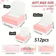 6/12pcs Elegant Pink Gift Box, Luxury Ribbon Gift Box, Groomsman Invitation Box, Bridesmaid Gift Box, Graduation Gift, Mother's Day Gift, Christmas Gift, Birthday Gift Box, Gift Bag, Father's Gift Box - Pink - View 9