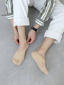 4 Pairs Men's Ultra-Thin Solid Color Five-Toe No-Show Socks, Toe Separator Short Socks, Odor-Resistant, Moisture-Wicking, Breathable, Suitable For Warm And Hot Weather - Multicolor - View 10