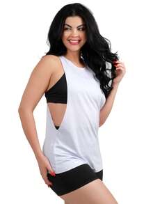 Work Fitness Women's Laser Cut Tank Top For Fitness And Gym - White - View 3