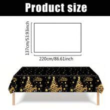 1/2pcs Christmas Plastic Tablecloth, 53.93" X 86.61" Rectangular Tablecloth, Christmas Gingerbread Snowflake Snowman Gold Christmas Tree Reindeer Pattern Tablecloth, Suitable For Christmas Winter Holiday Decoration Party Supplies, Holiday Family Gathering, Christmas Tablecloth - Multicolor - View 3