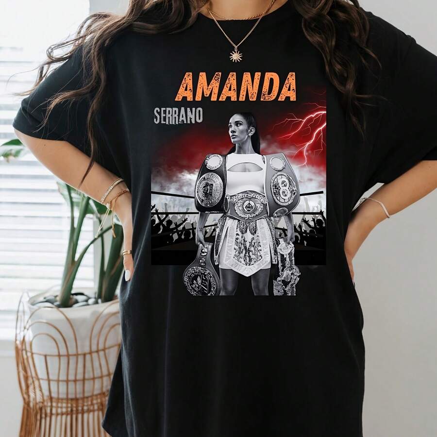 Amanda Serrano Boxing Tee_ Sports Fan Shirt - Black - View 1