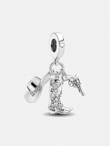 1pc Fashionable Sparkling Cowboy Style Bead Pendant Decor, Suitable For Women Bracelet DIY Jewelry - Style 7 - View 2