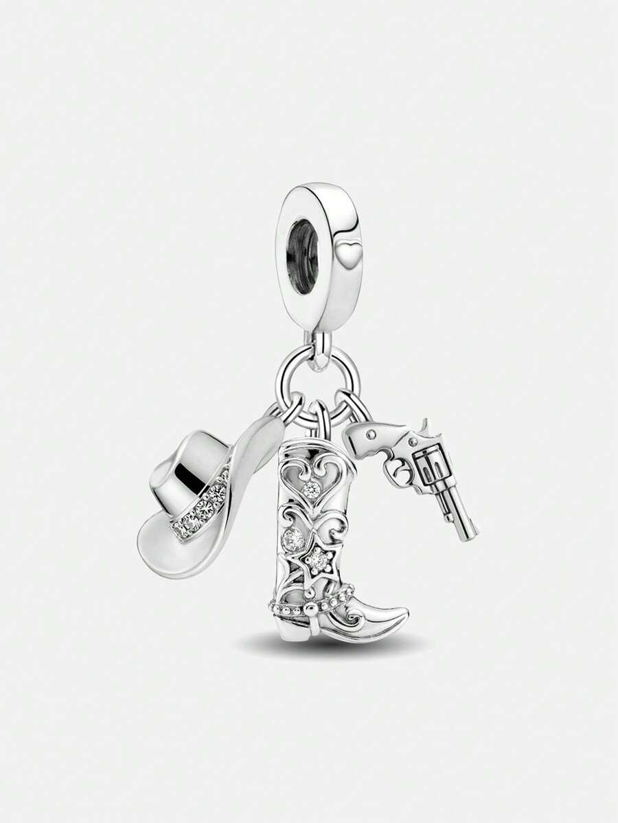 1pc Fashionable Sparkling Cowboy Style Bead Pendant Decor, Suitable For Women Bracelet DIY Jewelry