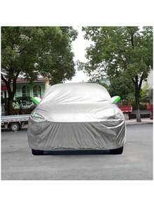 Thickened Fabric Car Cover, Full Surround Design For Dust, Sun, Rain And Snow Protection, Blocks UV Rays To Insulate And Cool Down Car Interior, Windproof, Scratch Resistant And Tear Resistant, All-Round Protection For Outdoor Parking, - Silver - View 6
