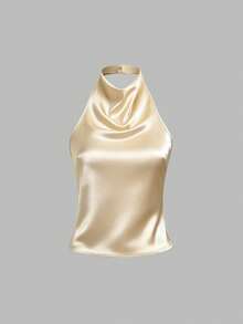 de tirantes elegante y sexy con espalda descubierta y lazo para el verano - amarillo ganso - Ver 1