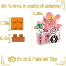 6 Sets Flower Camera Micro Particle Building Blocks Assembly Toy Set, Collectible Cute Camera Miniature Model, Creative Decorative Gift, Suitable For Desktop Display, Photographer Use - Multicolor - View 2