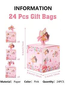 24个主题糖果盒，卡通仙女图案礼品包装盒，生日派对装饰，巧克力饼干包装，派对小礼物，生日装饰，性别揭晓派对装饰，宾客礼物，返校装饰 - 小仙女 - 查看 10