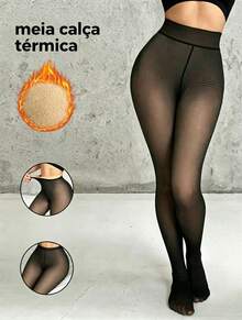 Women's Warm Fleece Lined Thermal Pantyhose - 黑色 - 查看 1