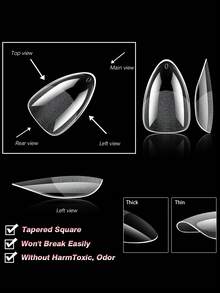 360Pcs Ultra Short Multi-Shape Acrylic Nail Tips Nails Almond Square Coffin Round 15 Sizes Inner Half Frosted For Salon Home DIY Manicure Nail Supplies - View 4