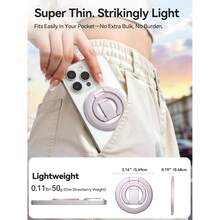 Double-Sided Magnetic Phone Ring Holder Compatible With MagSafe, N52 Strong Magnet Grip & Foldable Kickstand For Gym Rack, Fridg - 紫色 - 查看 6