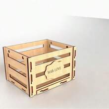 1pc Wooden Storage Box Set With "Heartfelt Work" Text And Card Slot - Suitable For Storage Enthusiasts, Farmhouse Kitchen And Desk Decor, Multi-Functional Storage Box For Floral Decoration, Birthday, Valentine's Day Gift - Champagne - View 3