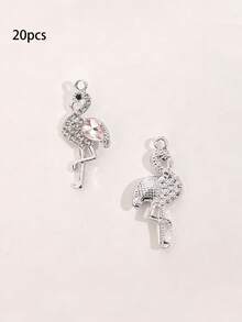 10/20/100pcs Rhinestone Flamingo Pendant Bracelet Earring Keychain Charm Alloy Oil Drip Electroplated Jewelry Accessories - Flamingos - View 14