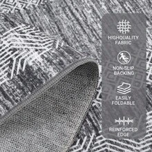 Techigher Modern Bordered Runner Rug, Washable Non-Slip Geometric Hallway Carpet, Distressed Low Pile Indoor Floor Mat For Kitchen, Entrance & Bedroom - Grey - View 11