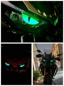 2件組 3D貓眼螢光車貼，3D環氧樹脂螢光惡魔眼車貼，適用於摩托車、電動車、汽車大燈改裝，通用車輛螢光貼紙，夜騎裝備 - 多色 - 查看 12