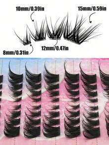 104 Clusters Fluffy Eyelash Clusters, Cartoon Style Long Eyelashes, Suitable For Beginners To Use At Home, Super Thick False Eyelashes, Suitable For Various Occasions, Weddings, Evening Parties, Can Be Freely DIY. Eyelash Clusters, Single Eyelashes, False Eyelashes, False Eyelashes - View 4