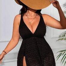 LunaCass8 Swim Lushoire Falda de playa de talla grande de color liso y con textura - Verde Oscuro - Ver 6