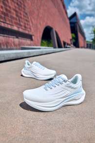 XTEP Backstage Autumn/Winter | Backstage Running Shoes For Women, Four-Season Breathable Non-Slip Durable Shock-Absorbing Commuting Sneakers, Classic White/Moonstone Blue - Classic White/Moonstone Blue - View 4
