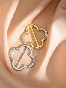 3/1件裝 女款襯衫領夾、圍巾扣、腰帶扣，時尚金屬服飾環飾品，適用於T恤與洋裝 - 彩色 - 查看 4