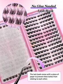 300pcs 2 Styles Mixed Self-Adhesive False Eyelash Clusters, Fluffy Type, 8-16mm Mixed Length, Fluffy Individual False Eyelashes, Self-Adhesive DIY False Eyelash Extensions, Cluster False Eyelashes, Natural Long D-Curl Eyelash Clusters, False Eyelashes - Black - View 7