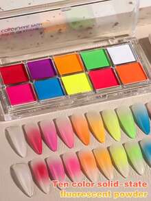 SAUA 10 Farben einfarbiges Farbverlauf Nagelpulver, Rosa, Blau, Lila, Gelb Farbverlauf, Erstellen Sie süße Dopamin Nagelkunst Effekte, kommt mit 3 Lidschattenpinseln, Nagelpulver Set, Nagelstudio DIY - Verschiedenfarbig - Übersicht 1