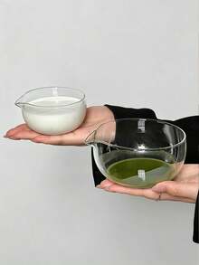 1pc Ins Minimalist Transparent Glass Tea Bowl Matcha Bowl, Matcha Whisking Tool, Matcha Brush Stirrer, Tea Whisk Set, Tea Sea Tea Divider - Transparent - View 4