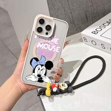 This Disney Mickey Mouse Pattern Lanyard Phone Case Features A Strong Magnetic Closure And Full Coverage Of Acrylic And TPU Material. It's Shockproof, Lightweight, And Suitable For IPhone17/16/11/13/15/15 Plus/15 Pro/15 Pro Max/12/14 Pro Max/11 Pro Max/12 Pro/12 Pro Max/13. It's A Popular Birthday Gift, Business Gift, Durable, Stain-Resistant, And Fingerprint-Resistant New Phone Case For Men And Women. It Also Includes A Mickey Mouse Phone Case And Mickey Mouse Doll Bracelet. Compatible With SamsungGalaxy S20, S21, S22, S23, And S24 Series. It's The Perfect Gift For Friends And Family. This Stylish Phone Case Is Fun, Lightweight, And Durable. IPhone17 Pro Max Phone Case, Minnie Phone Case. - Pink - View 2