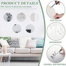10 pièces Plateau miroir rond en acrylique, convient pour les mariages, les baby showers et les anniversaires, plateau porte-bougie miroir rond, décoration de centre de table de salle à manger, miroir décoratif auto-adhésif, décoration de salle de bain, décoration de salon - B-Argent - Voir 10
