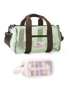 Set di borsa tote da spiaggia in rete & borsa trasparente per articoli da toeletta, borsa portatile per palestra e nuoto con tracolla regolabile, set di borse da viaggio estive di grande capacità, borsa impermeabile per cosmetici e articoli da toeletta, borsa per lo stoccaggio in vacanza, adatta per vacanze, campeggio, dormitorio universitario, piscina, forniture per il bagno, essenziale per la spiaggia estiva, regalo di compleanno unico, regalo per le vacanze, regalo per feste, regalo per vacanze, regalo per il ritorno a scuola, regalo per anniversario - Multicolore - Visualizzare 16
