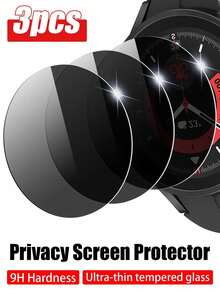 3pcs Anti-Spy Tempered Glass Screen Protector, Compatible With Galaxy Watch 4, 5, Pro, 6, Classic 40mm, 44mm, 43mm, 47mm, 9H Hardness Anti-Peeping Ultra-Thin Tempered Glass Screen Protection Film Essential For Daily Protection, Office, Home Watch Screen Protector Watch Cover Accessories Waterproof Shockproof Anti-Fall Anti-Scratch Anti-Fingerprint Full Set - Black - View 6