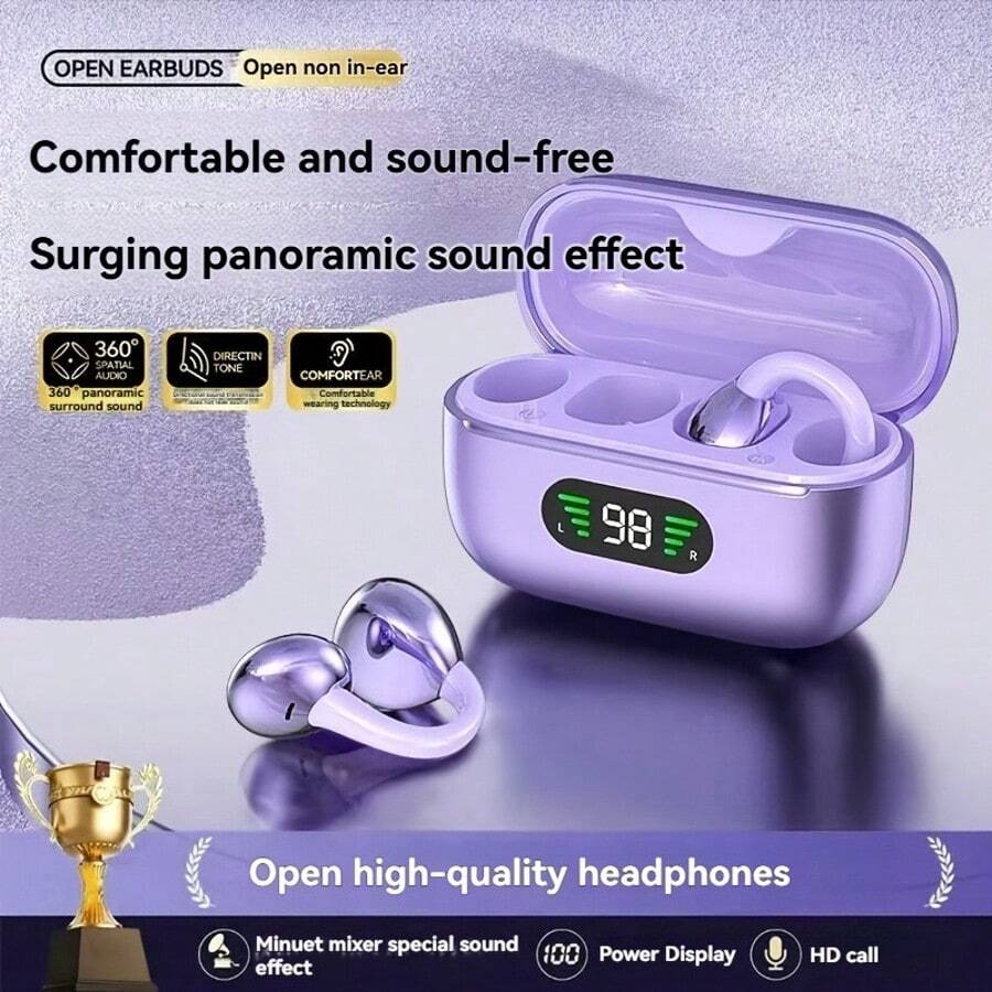 Bestselling Open-Ear Headphones With Stylish Design! Elegant And Sophisticated Appearance, TYPE-C Fast Charging + Long Battery Life, LED Digital Display For Clear Battery Level, Suitable For Outdoor Travel And Daily Listening, Comfortable For Long-Term Wear Without Pressure! - View 1