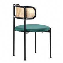 Velvet Dining Chair Set Of 2 / Modern, Simple Leisure Chair / Four Metal Support Legs / Load Capacity 150 Kg / Rattan Leisure Chair / Suitable For Living Room, Dining Room, Kitchen And Bedroom - 綠色+2套 - 查看 11