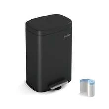MCC Direct Pedal Kitchen Bin With Soft Close Lid, Step-On Trash Can With Inner Bucket, Durable Steel Body, Hands-Free Waste Disposal - Black - View 1
