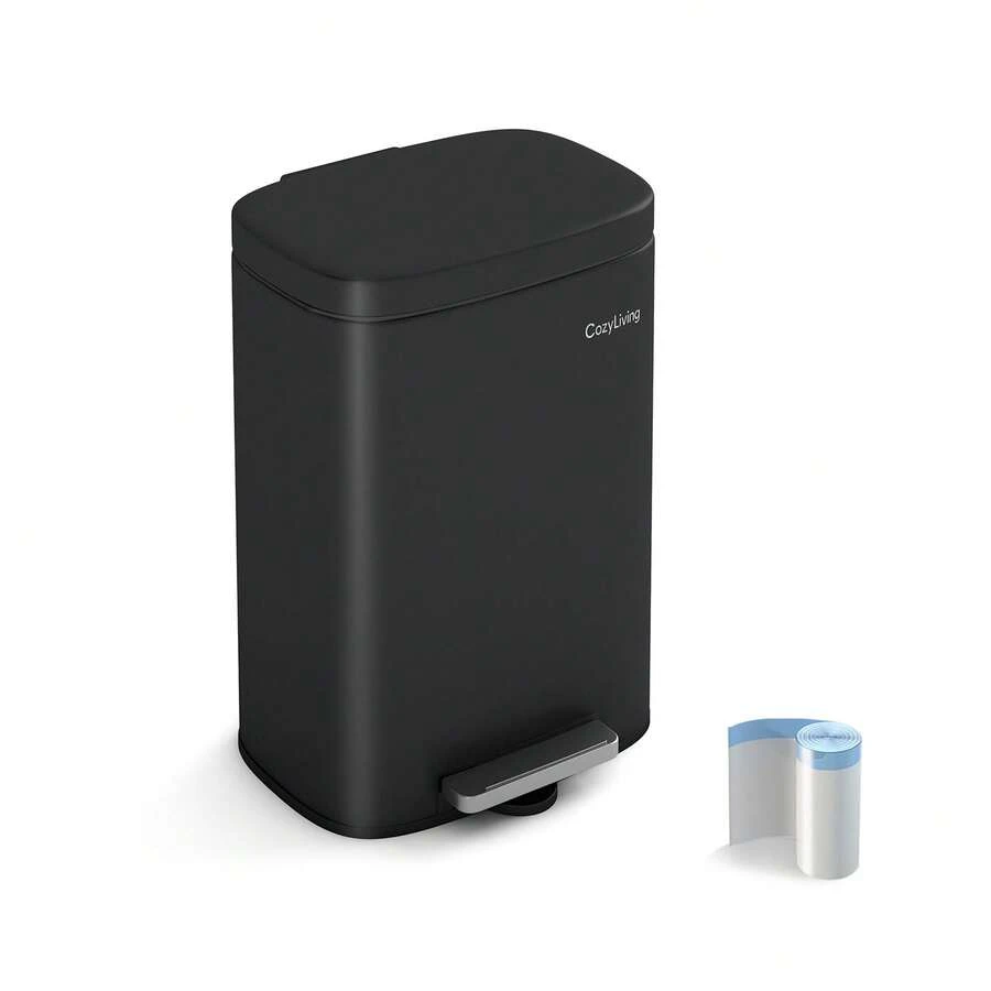MCC Direct Pedal Kitchen Bin With Soft Close Lid, Step-On Trash Can With Inner Bucket, Durable Steel Body, Hands-Free Waste Disposal - Black - View 1