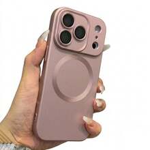 1pc Hadaasi Light Pink Magnetic Protective Case [Compatible With Magnetic][Full Camera Protection] Cute Ultra-Thin Shock-Absorbing Soft Silicone Matte Metal Glossy Phone Protective Case, Suitable For Men, Women, Old And Young, Compatible With Apple 17pro/17promax/Apple Air/17/17E/16pro/16promax/16plus/16/16E/SE4/15pro/15promax/15plus/15/14pro/14promax/14plus/14/13pro/13promax/13/12pro/12promax/12/11promax/11/11pro - Pink - View 3