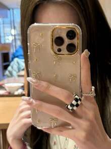 個性化創意透明精準孔位滴膠亮片防震全包手機殼，適用於 iPhone 15/14 Pro Max/15 Pro Max/13/16 Pro Max/17/15/11/12 - 金色 - 查看 3