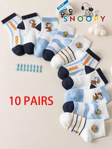 1/5/10 paires de chaussettes pour enfants authentiques Snoopy, motif rayé à pois colorés, motif minimaliste, schéma de couleurs dopamine, motif chiot, chaussettes courtes de sport décontractées, motif de dessin animé mignon unique Snoopy, chaussettes d'été pour garçons et filles, anti-odeur, absorbant la transpiration, chaussettes de sport polyvalentes décontractées, motif de dessin animé, tailles européennes et américaines, tissu de haute qualité - Multicolore - Voir 13