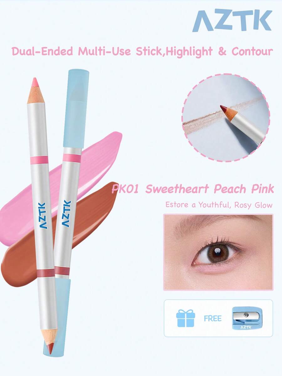 AZTK Bolígrafo de doble punta multiusos Aegyo-Sal adecuado para el maquillaje diario, regalo perfecto para la novia - PK01 - Ver 1