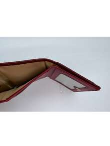 Nueva cartera corta de moda de alta calidad con textura tejida sintética de unicolor, cierre de broche, diseño de tres pliegues, múltiples ranuras para tarjetas y monedero con tachuelas - Rojo - Ver 8