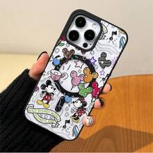 Disney. ‌   Disney Mickey Mouse Family Themed Phone Case Featuring Mickey And Minnie With Playful Designs. Compatible With  17, 16, 15, 14, 13, 12, And 11 Pro Models. Made Of TPU With Shockproof Protection. A Perfect Gift For Family, Frids, Birthdays, Holidays, And Special Occasions..Holiday Accessories. - 黑色 - 查看 2