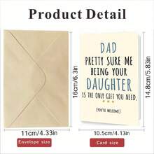 1張「我作為你的女兒是你唯一需要的禮物」父親節卡片 - 女兒給爸爸的幽默賀卡 - 多色 - 查看 5