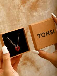 TONSI 1pc Fashionable Personalized Luxury Stainless Steel Sunflower Pendant Necklace, Heart Necklace, Waterproof Sweat-Resistant Non-Fading 18K Gold Plated High-End Elegant Collarbone Chain, Suitable For Women's Daily, Commute, Date Wear, Gift For Friends, Lovers, Mothers, Colleagues, Valentine's Day Gift - Gold - View 2