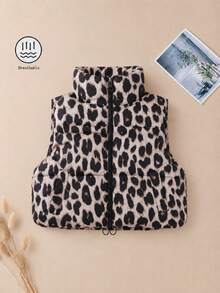 Women's Autumn/Winter Leopard Print Holiday & Party Warm Casual Top Jacket, Fashion Casual Versatile Cotton Padded Top Jacket, Going Out Brown Leopard Print Top Jacket - Coffee Brown - View 3