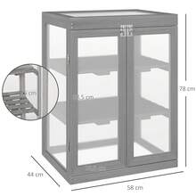 Three-Tier Cold Frame/Greenhouse With Two Doors, Made Of Wood And Polycarbonate, Weather-Resistant, Load Capacity Up To 15 Kg Per Shelf, Dark Grey - 深灰色 - 查看 5