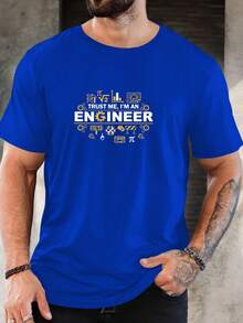 Camiseta de manga corta con cuello redondo para hombre, diseño TRUST ME, I'AN ENGINEER, estilo casual de verano. - Blanco - Ver 9