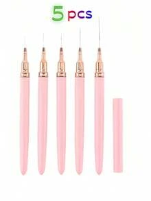 5 pièces/set - 1 pièce Stylo pour nail art à pointe ultra fine, convient pour les designs précis. Le stylo de conception artistique peut dessiner des lignes longues et des détails, tailles 4/8/12/20/25 mm - Noir - Voir 13