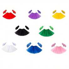 3pcs 1980s Adult Dance Performance Princess Tutu Skirt, 2-Layer Short Tutu Skirt And Fingerless Gloves 2 Pieces Set - Multicolor - View 6